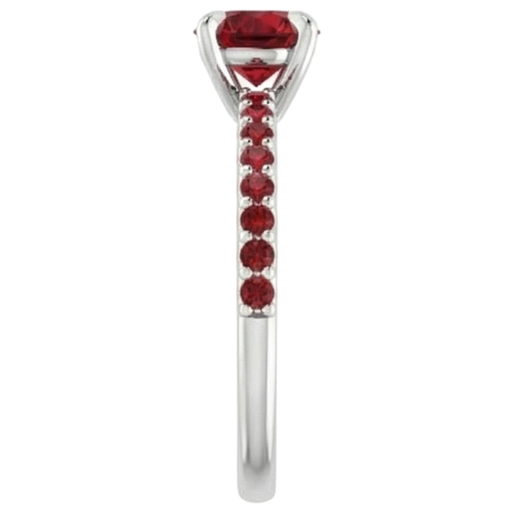 Bague Rubis 2 Carats Or Blanc 14K Style Griffe