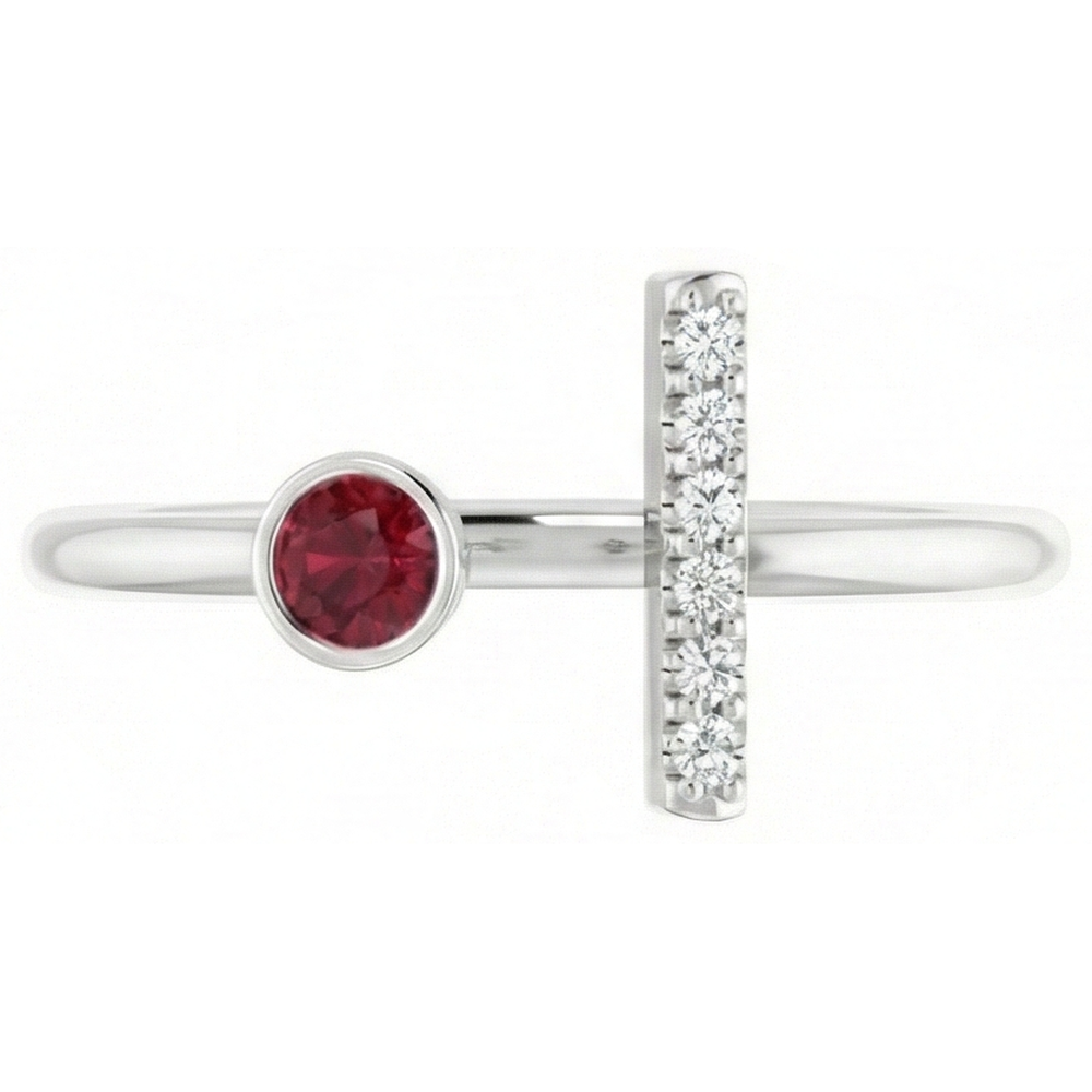 naturel round rubis 0.48carats bague vue de face