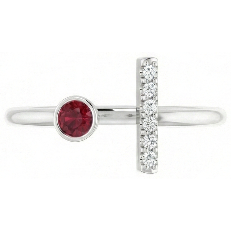 naturel round rubis 0.48carats bague vue de face