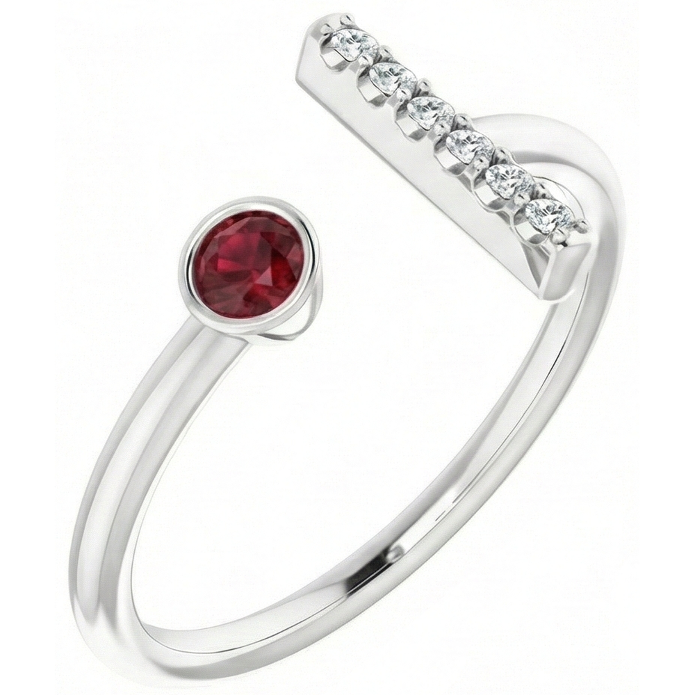 naturel round rubis 0.48carats bague angle de côté