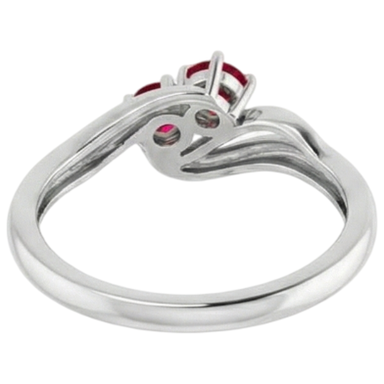 Bague Rubis Deux Pierres 1 Carat Or Blanc 14K