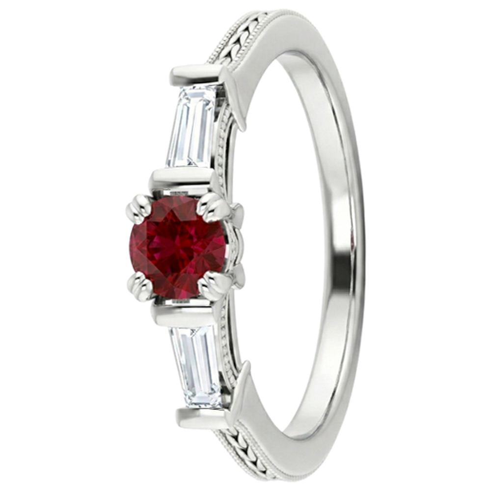 naturel baguette rubis 2carats bague vue de dessus