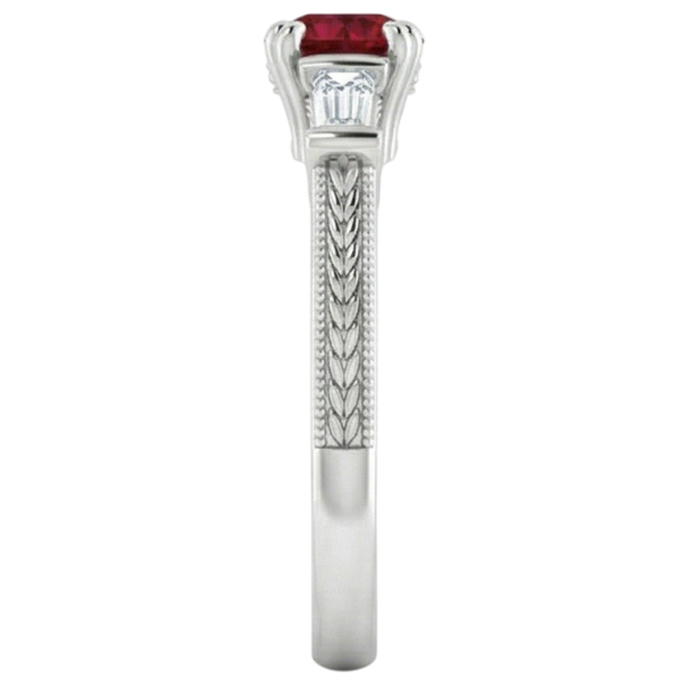 naturel baguette rubis 2carats bague vue de profil