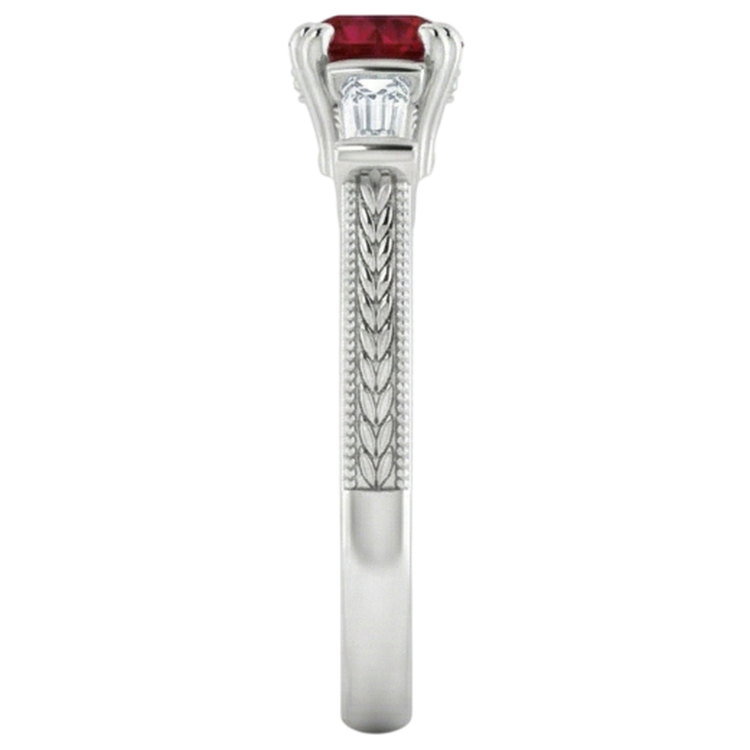 naturel baguette rubis 2carats bague vue de profil