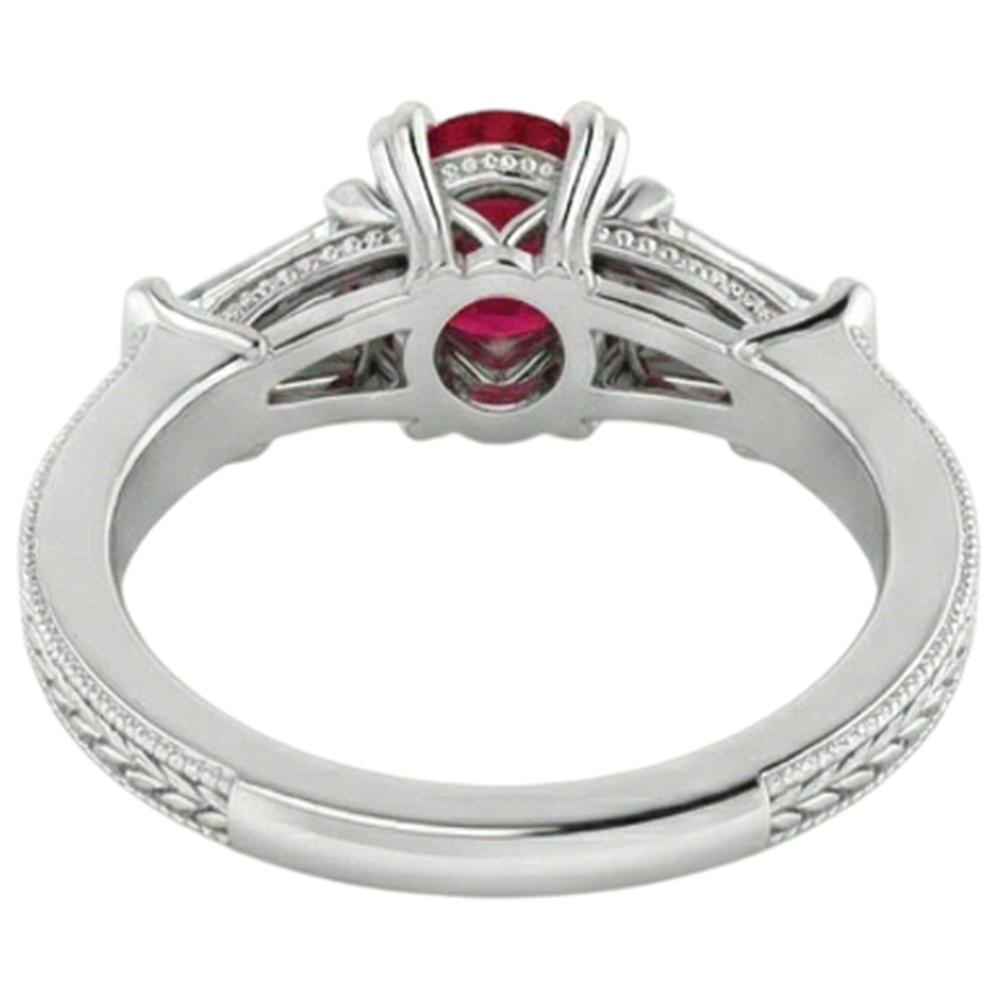naturel baguette rubis 2carats bague avec accents diamants