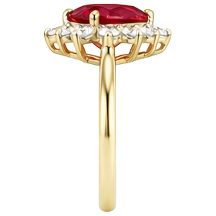Bague Rubis Et Diamants Naturels Extraits des Mines ( et non cultivés en laboratoire ) Taille Coeur 2.25 Carats Or Jaune 14K