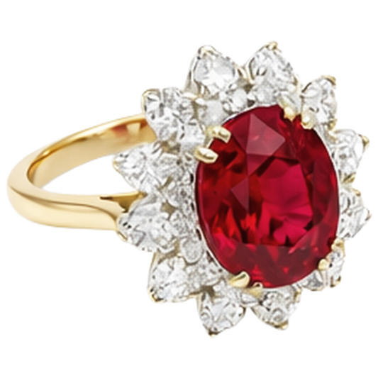 naturel oval rubis 4.50carats bague angle de côté