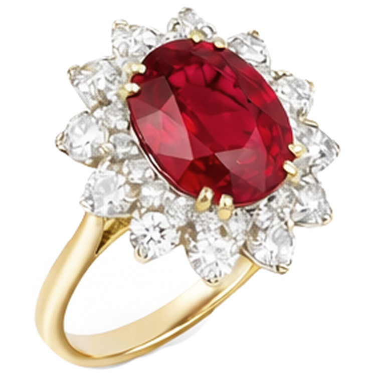 naturel oval rubis 4.50carats bague détail rapproché