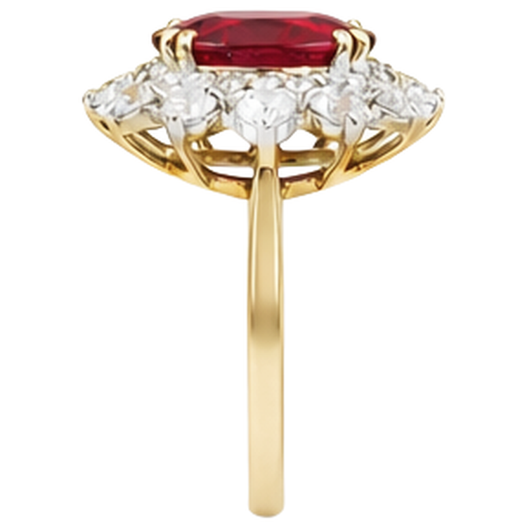 naturel oval rubis 4.50carats bague vue de dessus