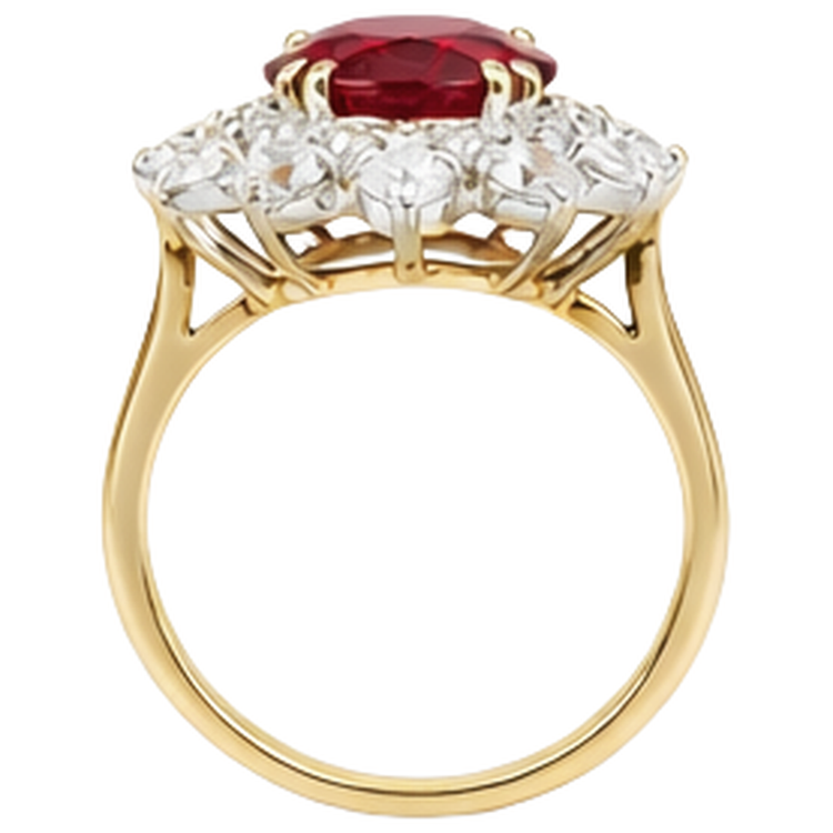 naturel oval rubis 4.50carats bague vue de profil
