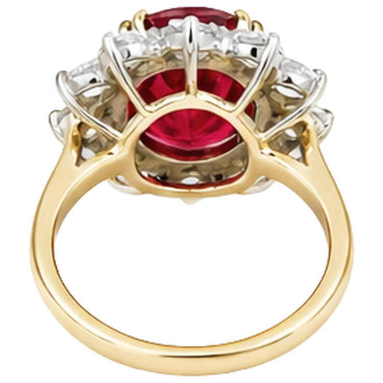 naturel oval rubis 4.50carats bague sur blanc