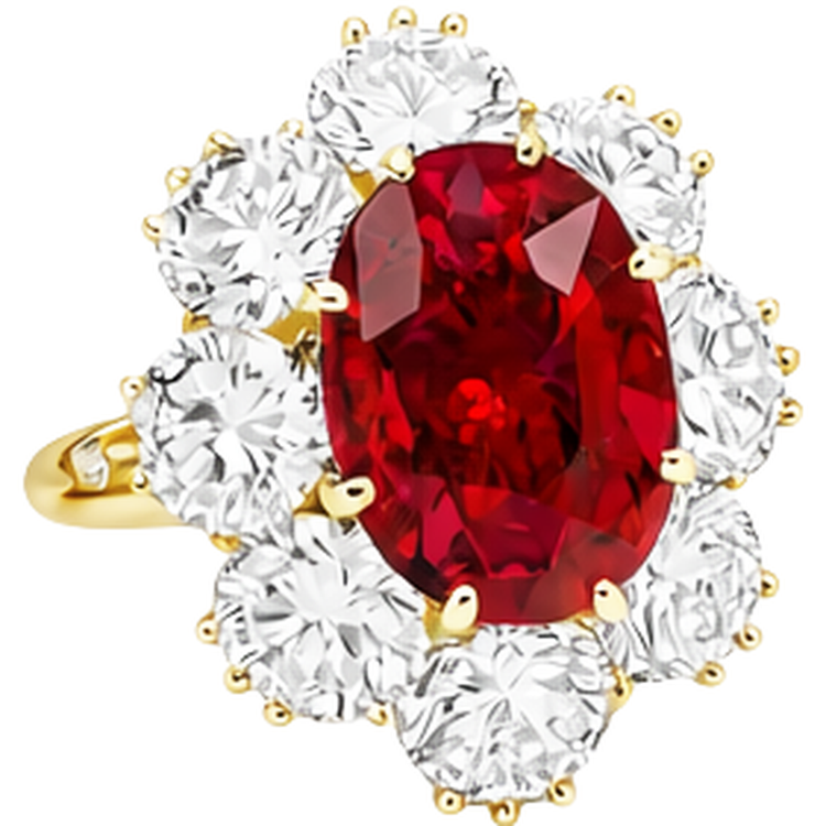naturel oval rubis 4.75carats bague angle de côté