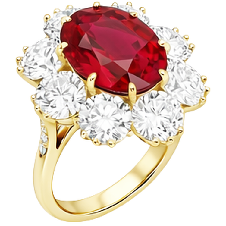 naturel oval rubis 4.75carats bague détail rapproché
