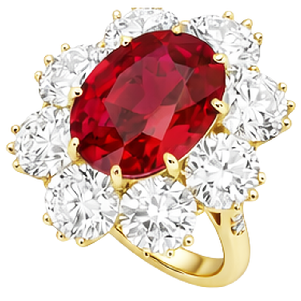 naturel oval rubis 4.75carats bague vue de dessus