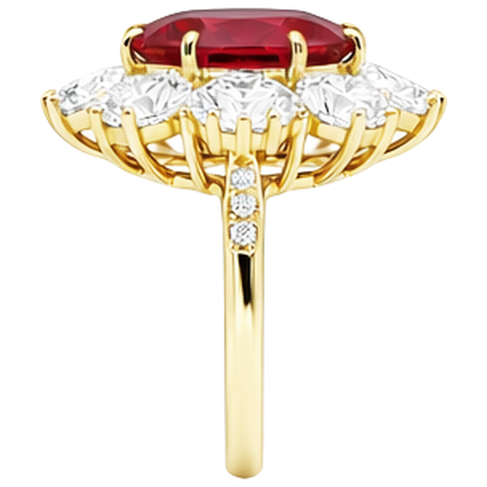 naturel oval rubis 4.75carats bague vue de profil