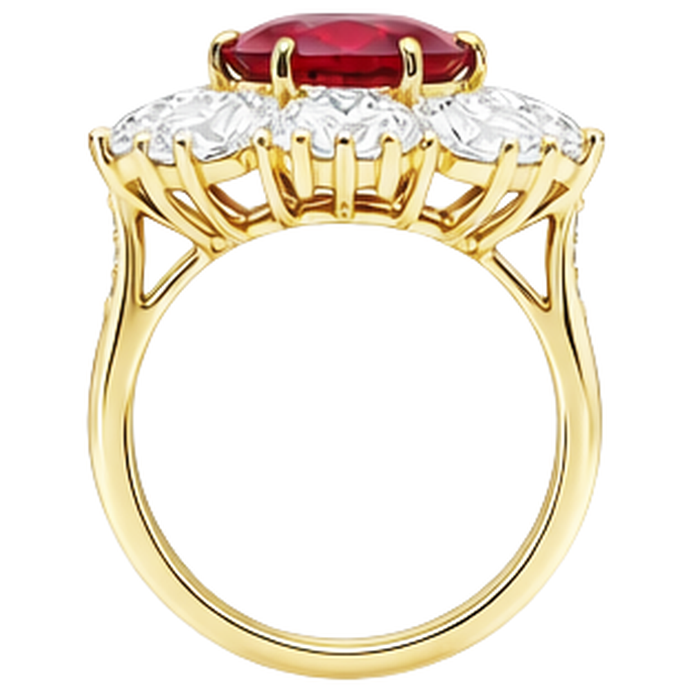 naturel oval rubis 4.75carats bague sur blanc