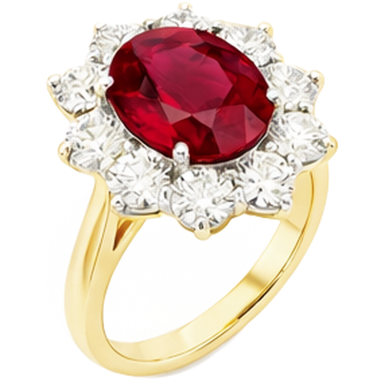 Bague Rubis Naturel Taille Ronde 5 Ct Avec Diamants Naturels Extraits des Mines ( et non cultivés en laboratoire ) Or 14K