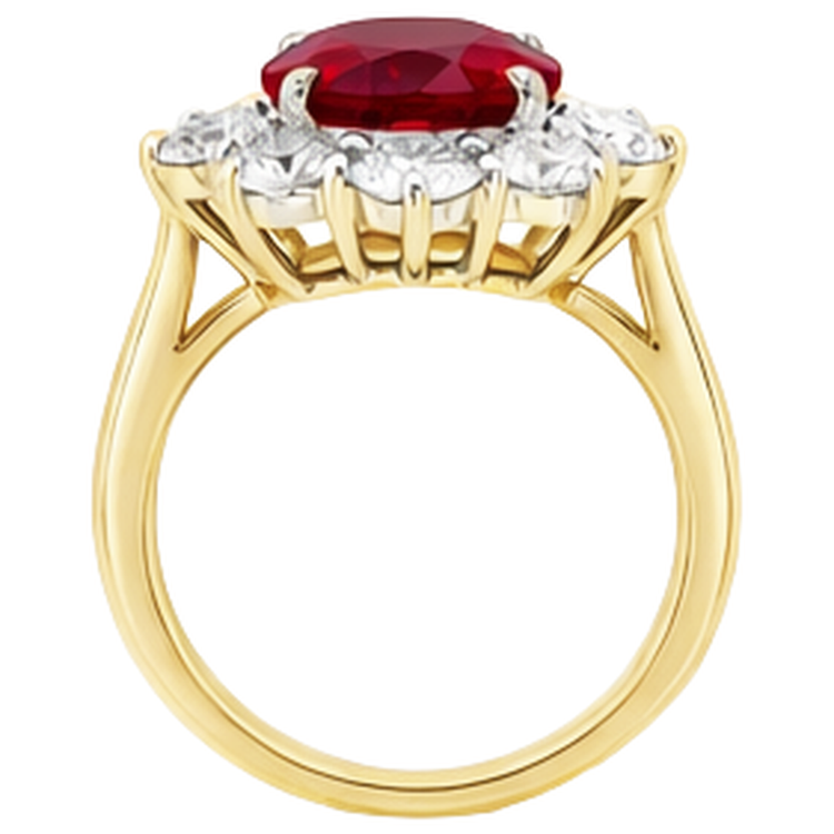 Bague Rubis Naturel Taille Ronde 5 Ct Avec Diamants Naturels Extraits des Mines ( et non cultivés en laboratoire ) Or 14K