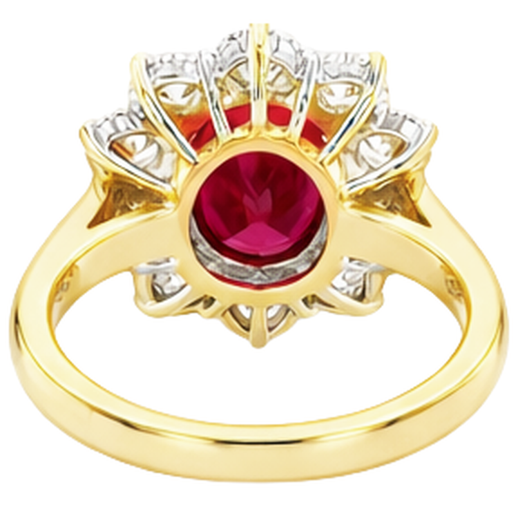 Bague Rubis Naturel Taille Ronde 5 Ct Avec Diamants Naturels Extraits des Mines ( et non cultivés en laboratoire ) Or 14K