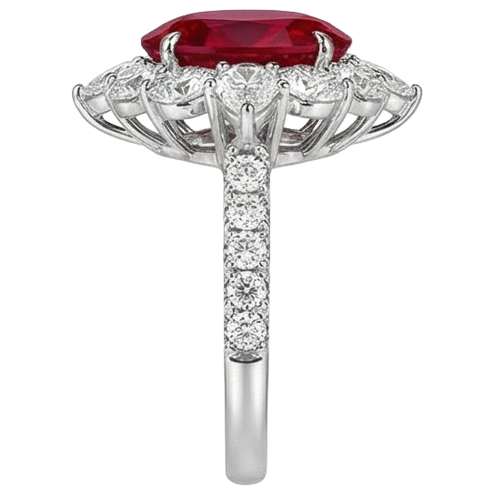 naturel oval rubis 4.50carats bague vue de dessus