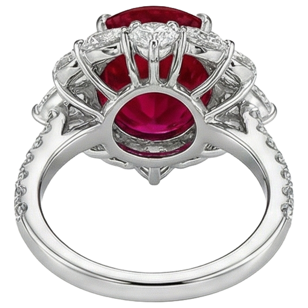 naturel oval rubis 4.50carats bague sur blanc