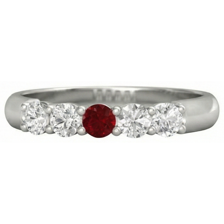 Bague Rubis Rond Et Diamant Naturels Extraits des Mines ( et non cultivés en laboratoire ) 1.50 Carats Or Blanc 14K Bijoux