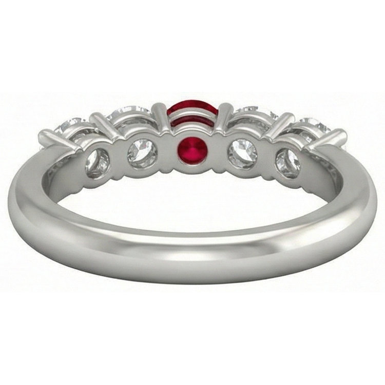 Bague Rubis Rond Et Diamant Naturels Extraits des Mines ( et non cultivés en laboratoire ) 1.50 Carats Or Blanc 14K Bijoux