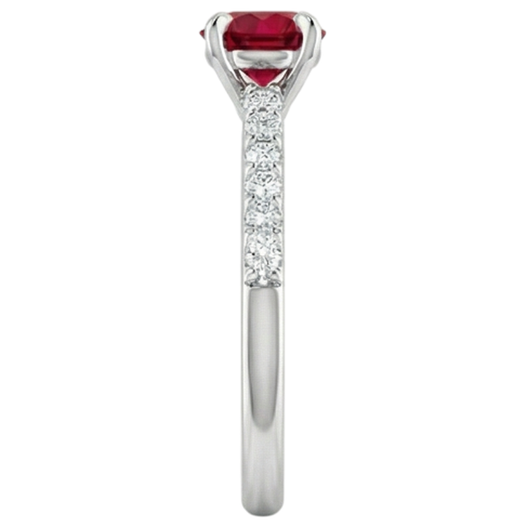 Bague Rubis Rond Et Diamants Naturels Extraits des Mines ( et non cultivés en laboratoire ) 0.95 Carat
