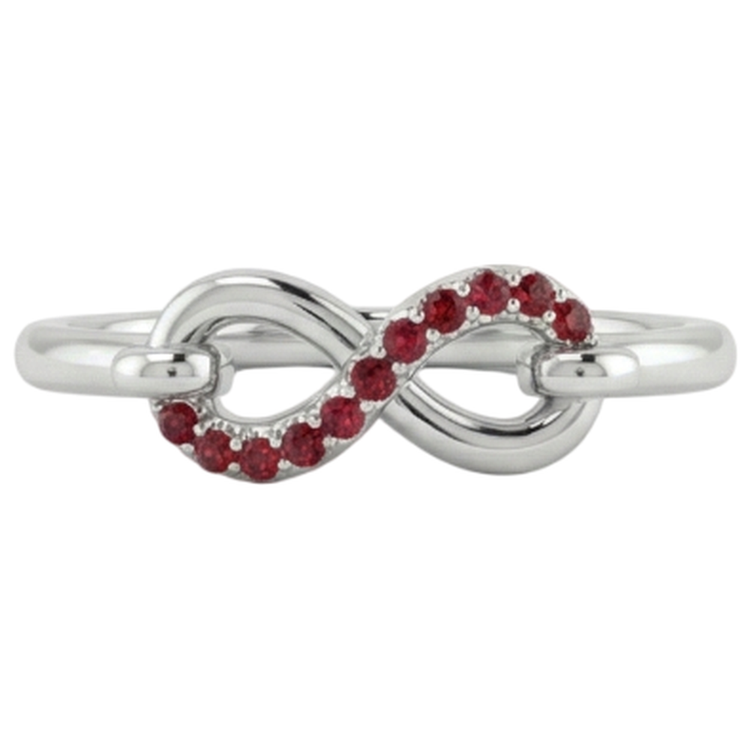 Bague Rubis Rond Infinity 1 Carat Or Blanc 14K