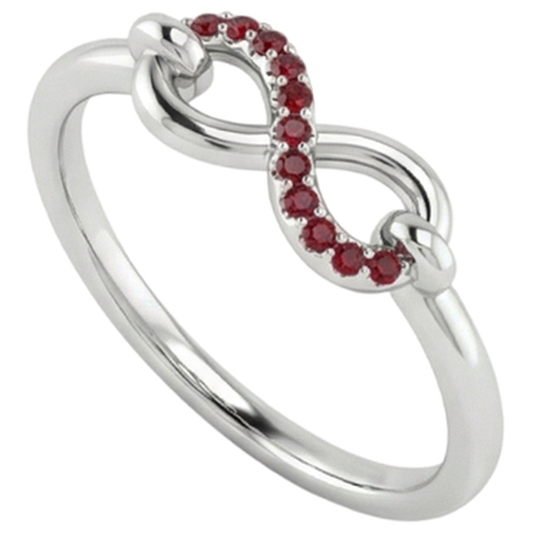 Bague Rubis Rond Infinity 1 Carat Or Blanc 14K