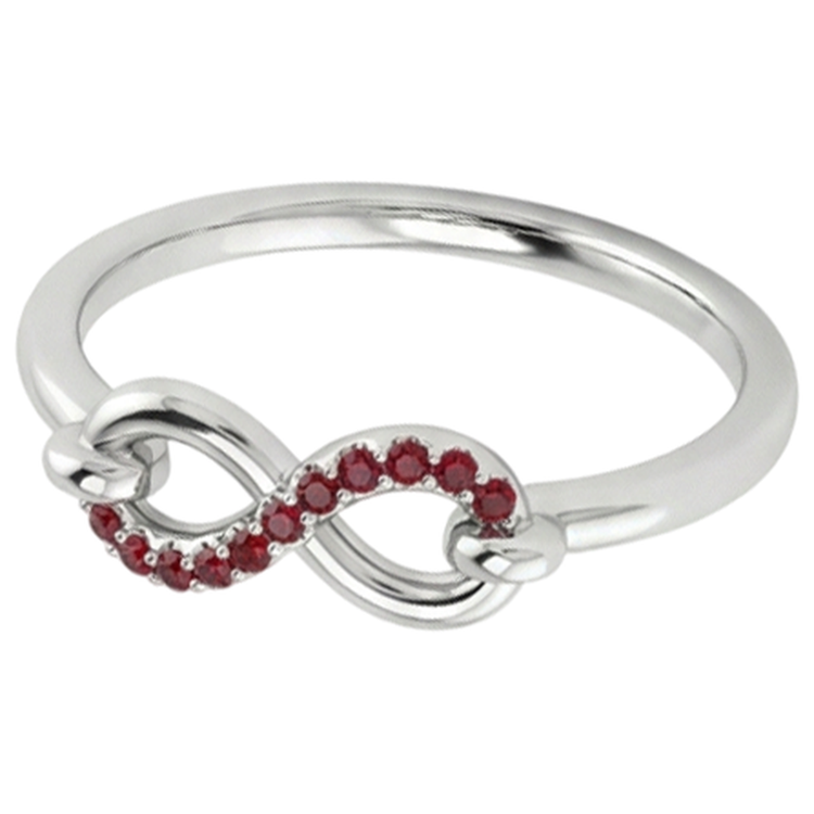 Bague Rubis Rond Infinity 1 Carat Or Blanc 14K