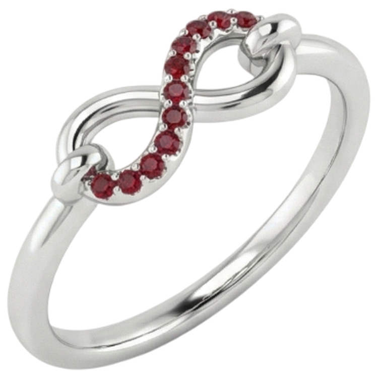 Bague Rubis Rond Infinity 1 Carat Or Blanc 14K