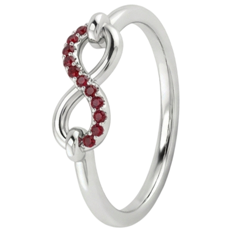 Bague Rubis Rond Infinity 1 Carat Or Blanc 14K