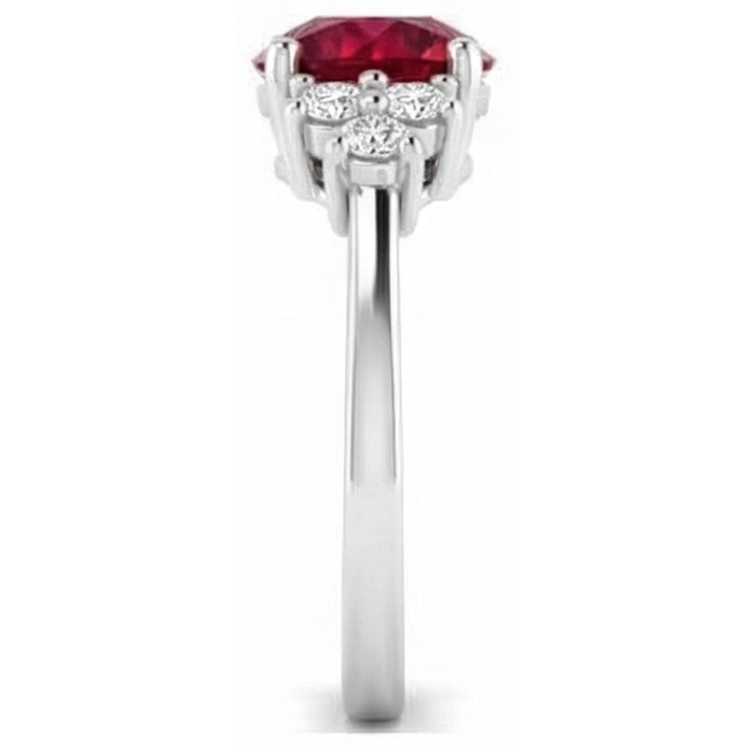 Bague Rubis Rond Rouge Et Diamant 1.50 Carats
