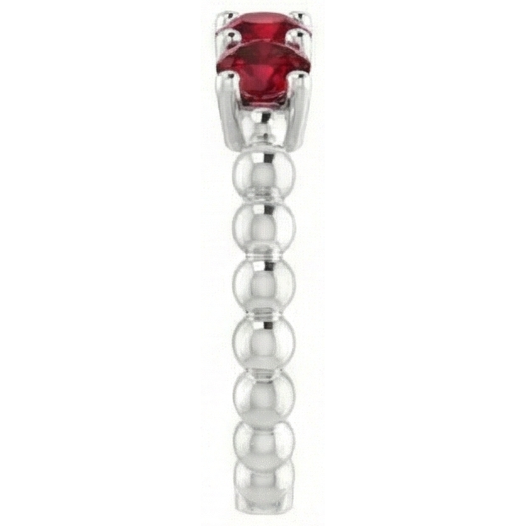 Bague Rubis Rond Trois Pierres 1.20 Carats Or Blanc 14K
