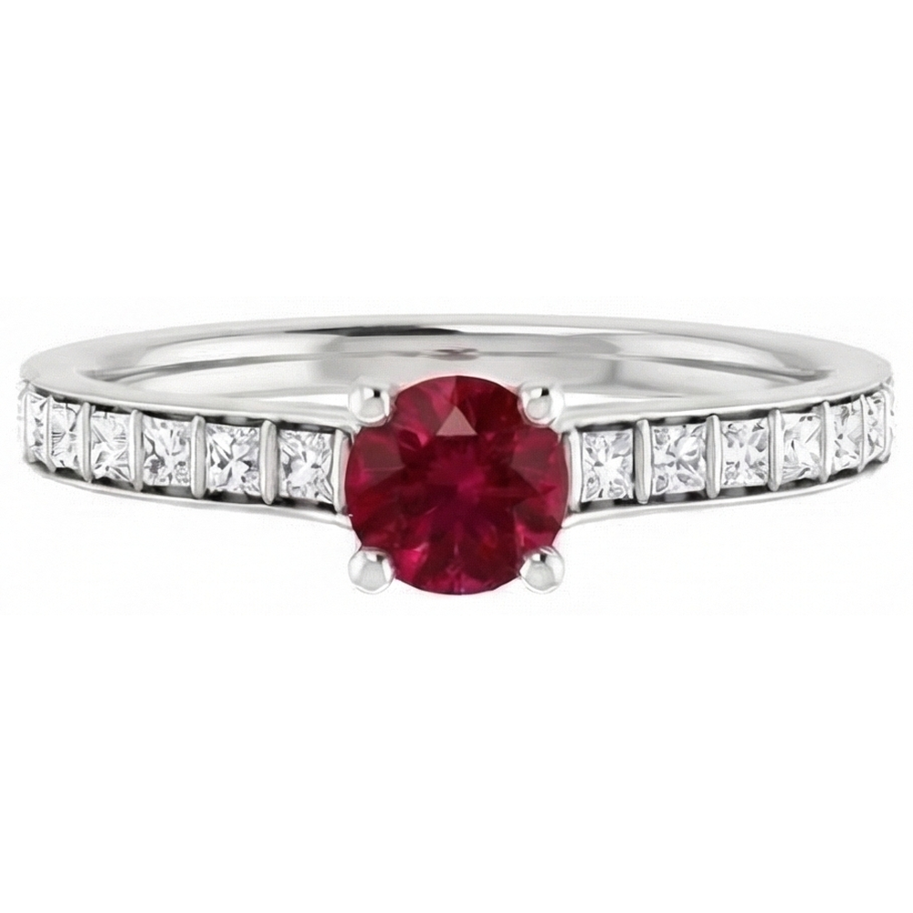 naturel round rubis 2carats bague vue de dessus