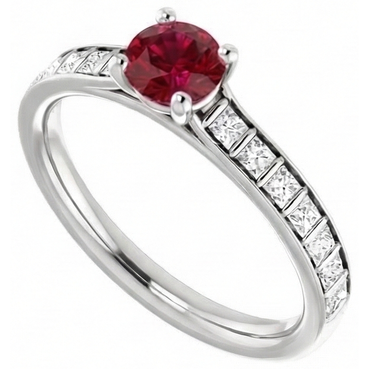 naturel round rubis 2carats bague vue de profil
