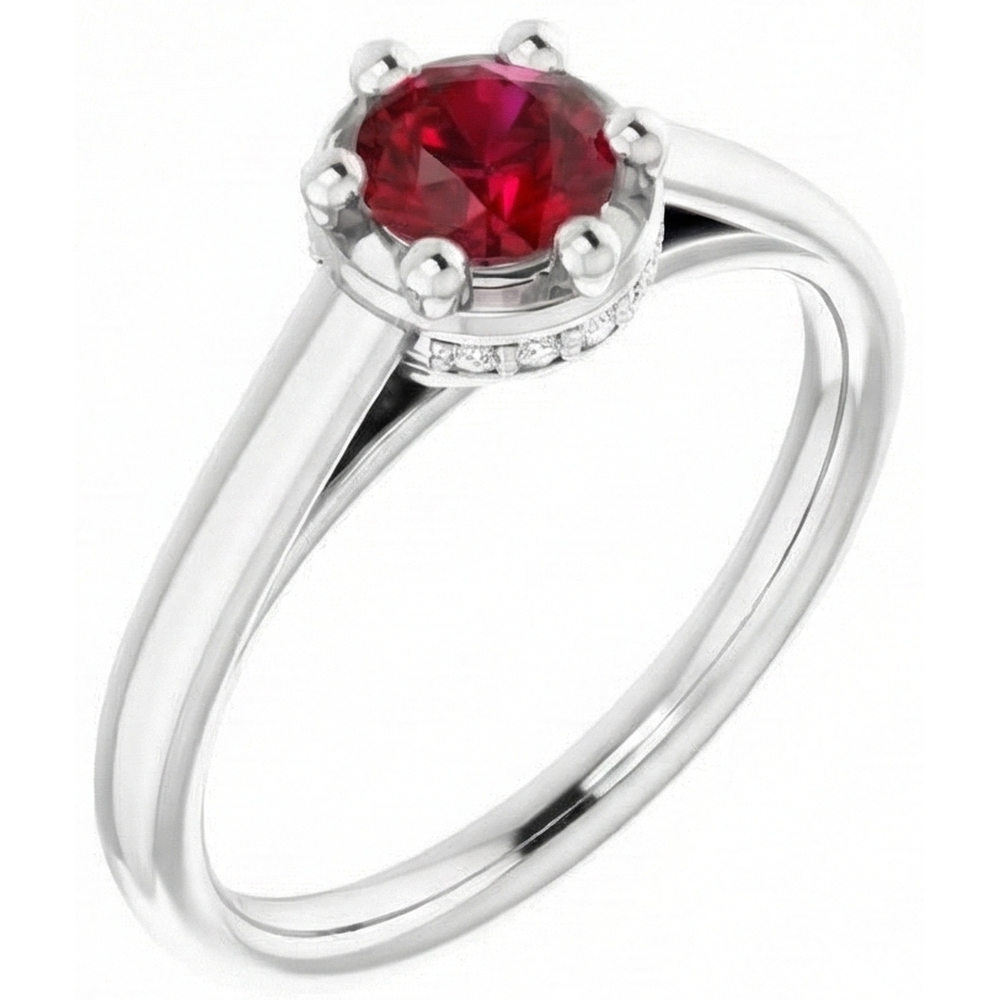 naturel round rubis 1.25carats bague vue de profil