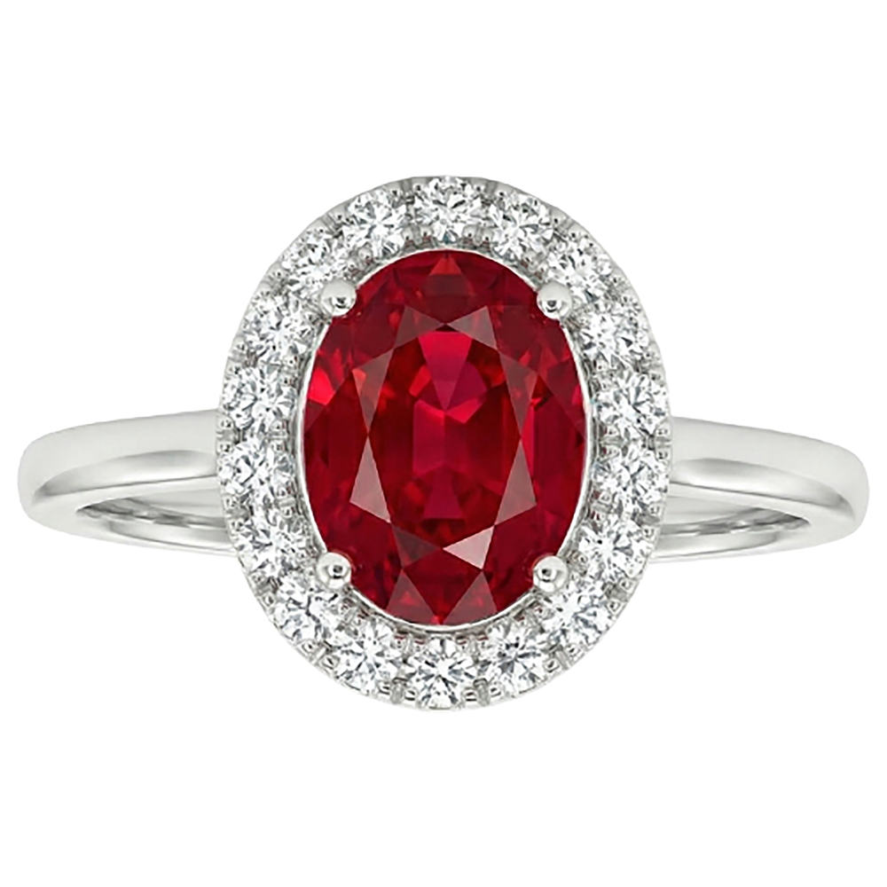 naturel oval rubis 3.75carats bague vue de face