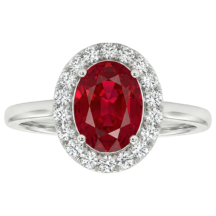 naturel oval rubis 3.75carats bague vue de face