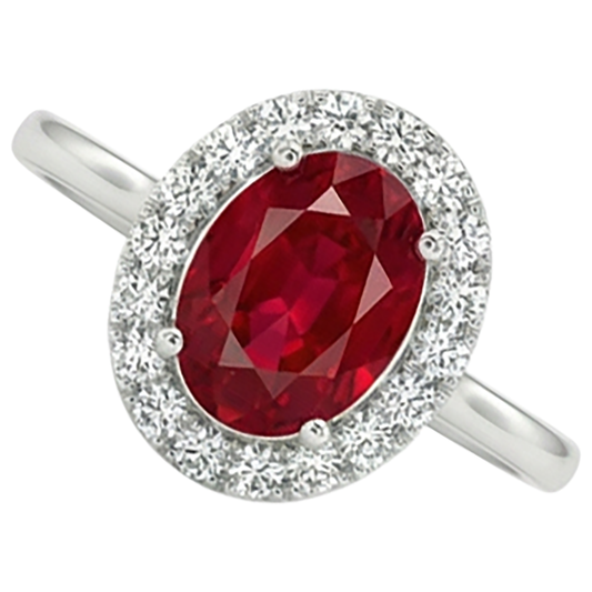 naturel oval rubis 3.75carats bague angle de côté