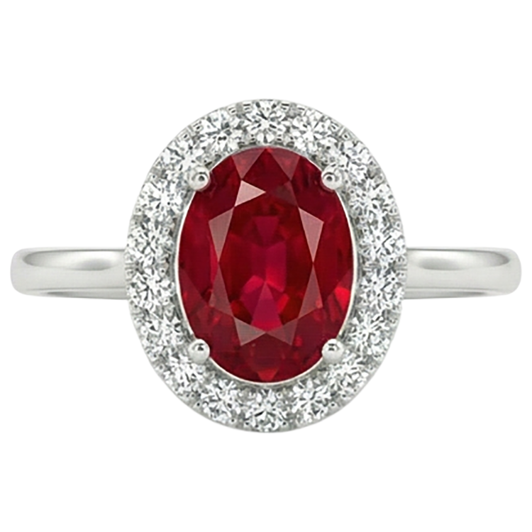 naturel oval rubis 3.75carats bague détail rapproché