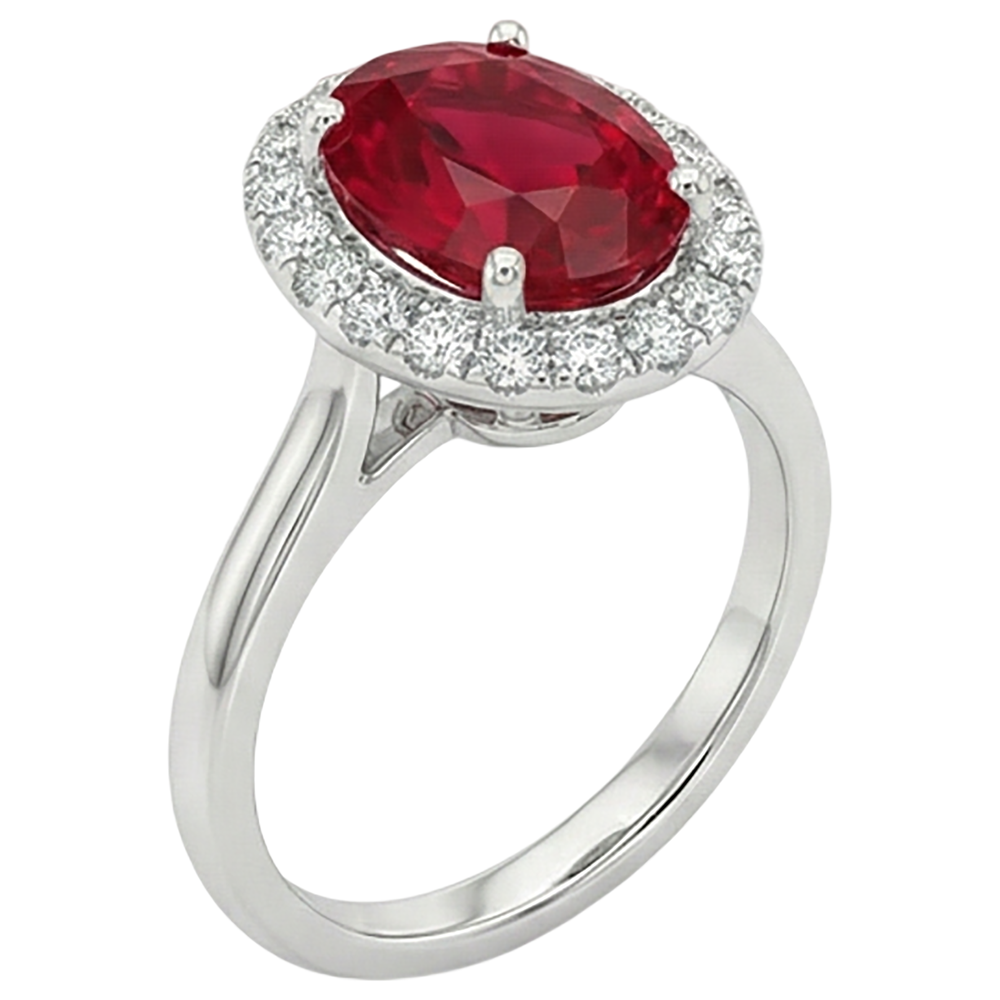 naturel oval rubis 3.75carats bague vue de dessus
