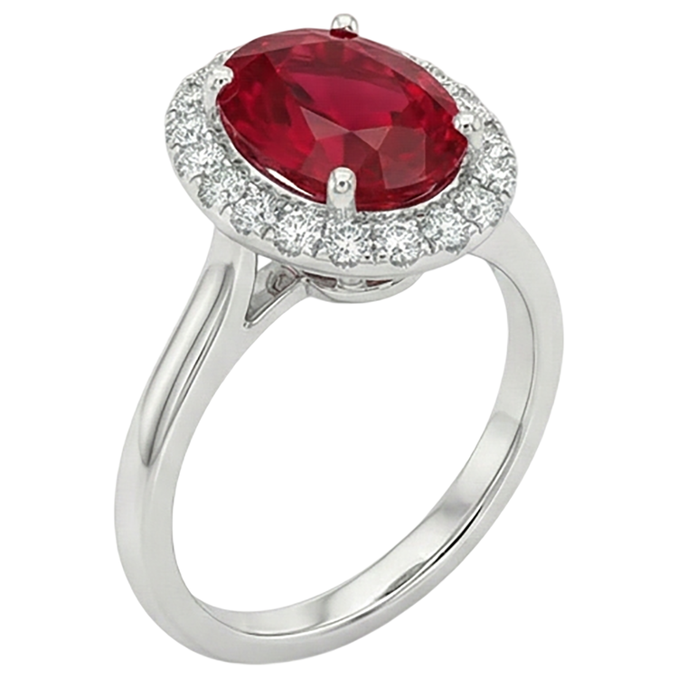 naturel oval rubis 3.75carats bague vue de dessus