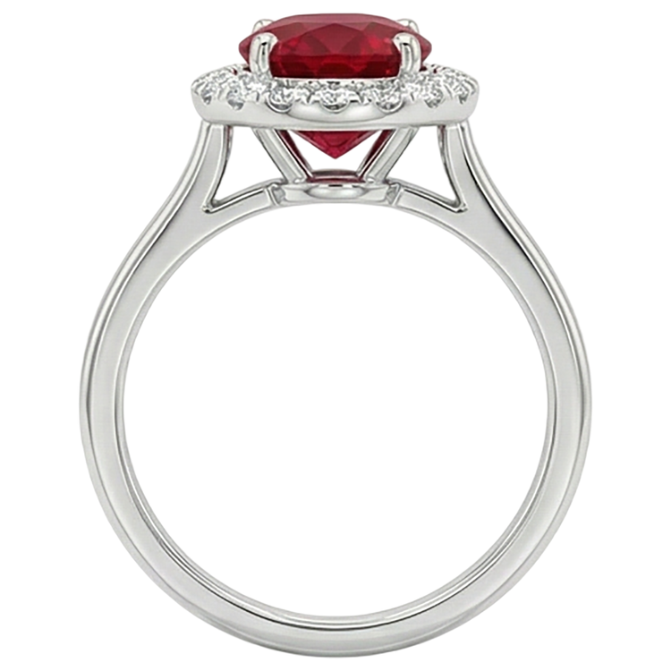 naturel oval rubis 3.75carats bague vue de profil