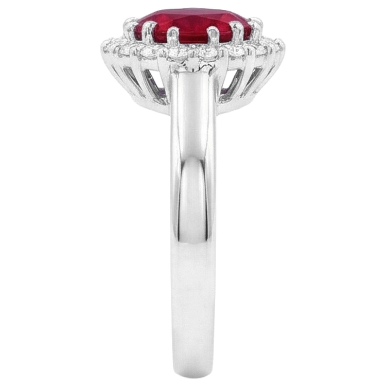 Bague Rubis Rouge Avec Diamants Naturels Extraits des Mines ( et non cultivés en laboratoire ) 5.75 Carats Or Blanc 14K