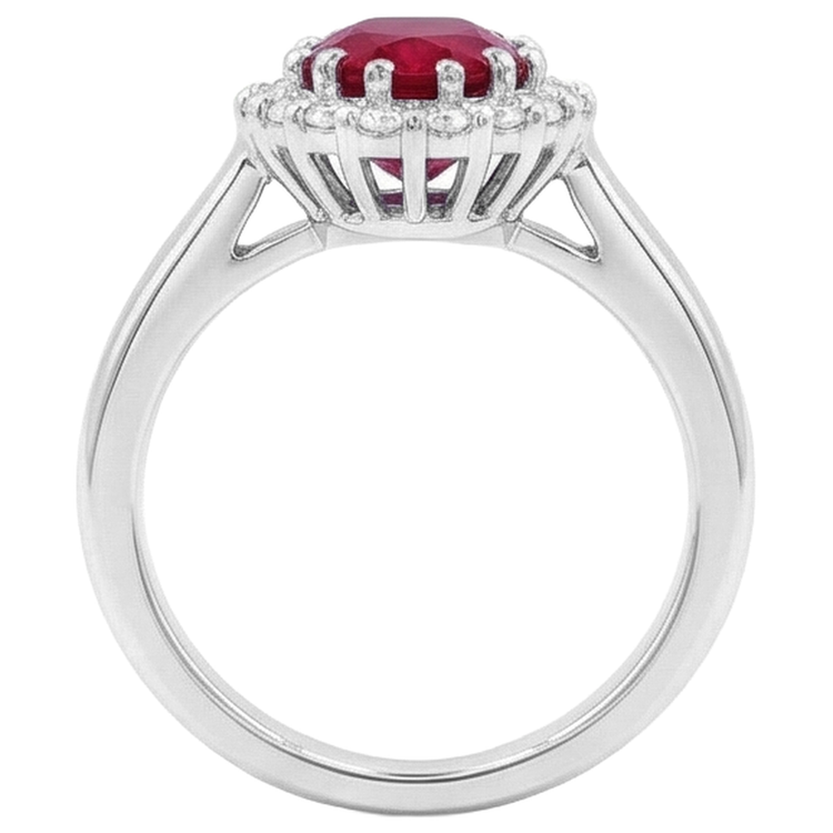 Bague Rubis Rouge Avec Diamants Naturels Extraits des Mines ( et non cultivés en laboratoire ) 5.75 Carats Or Blanc 14K