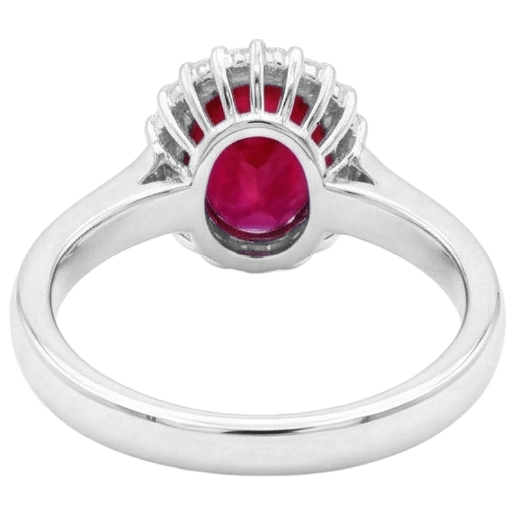 Bague Rubis Rouge Avec Diamants Naturels Extraits des Mines ( et non cultivés en laboratoire ) 5.75 Carats Or Blanc 14K