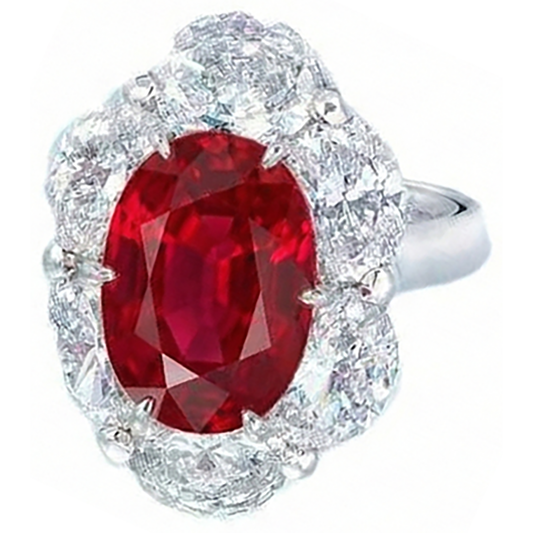 naturel oval rubis 5.25carats bague angle de côté