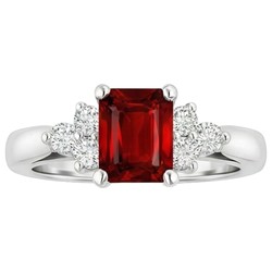 Bague Rubis Rouge Et Diamants Naturels Extraits des Mines ( et non cultivés en laboratoire ) 3.40 Carats Or Blanc 14K